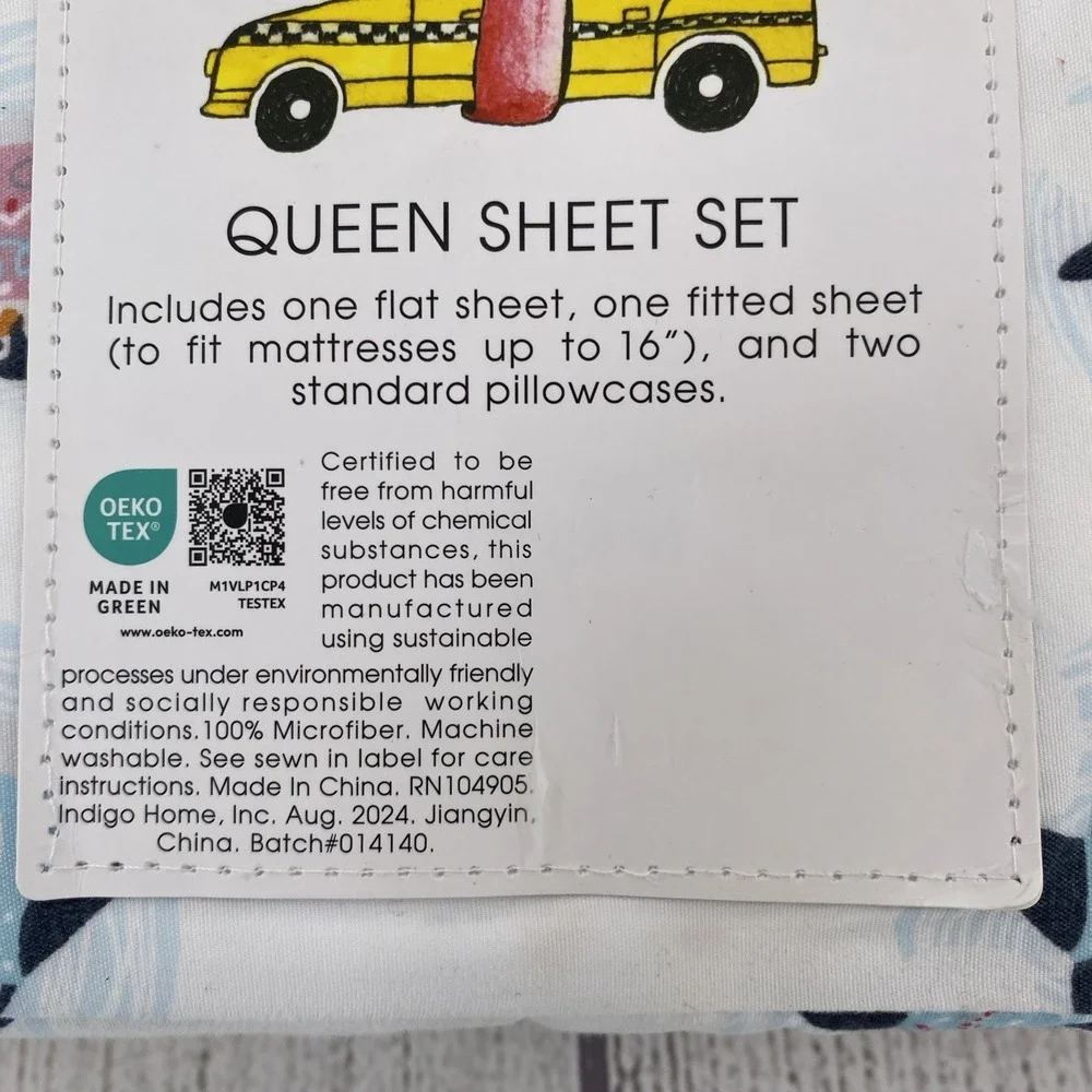 Cynthia Rowley Sheet Set QUEEN White Penguins Christmas Sweater Whimsical Soft